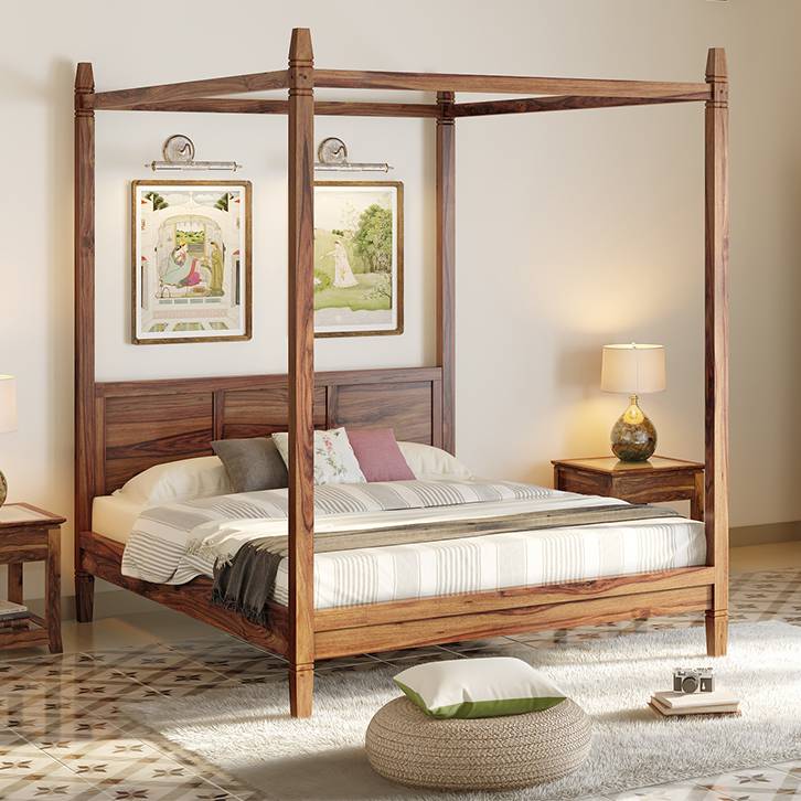 King Size Wood Canopy Bed Frame