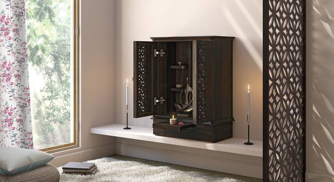 Ruhu Prayer Cabinet (American Walnut Finish, Closed Configuration) by Urban Ladder