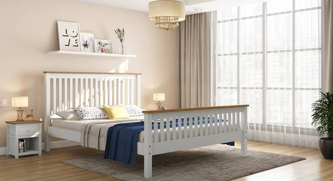 Athens White Bed (Solid Wood) (Two-Tone Finish, Queen Bed Size) by Urban Ladder - Design 1 Full View - 281420