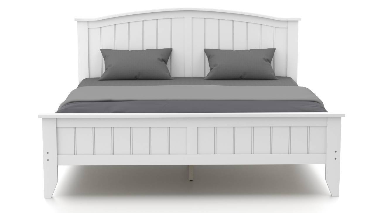 Wichita Solid Wood King Size Bed in White Finish Urban Ladder
