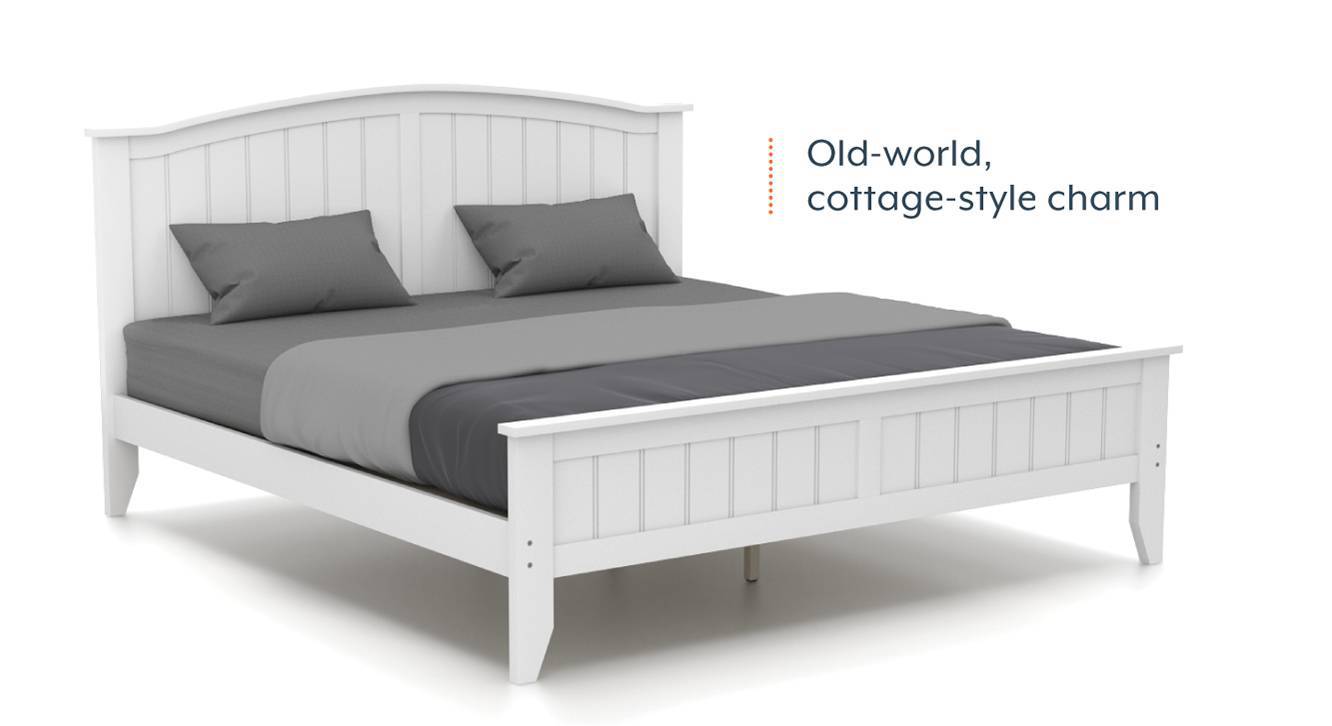 Wichita Solid Wood King Size Bed in White Finish Urban Ladder