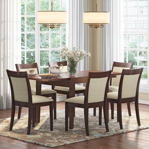 Extendable Dining Table Set Design Murphy Dalla Solid Wood 6 Seater Dining Table with Set of 6 Chairs in Dark Walnut Finish