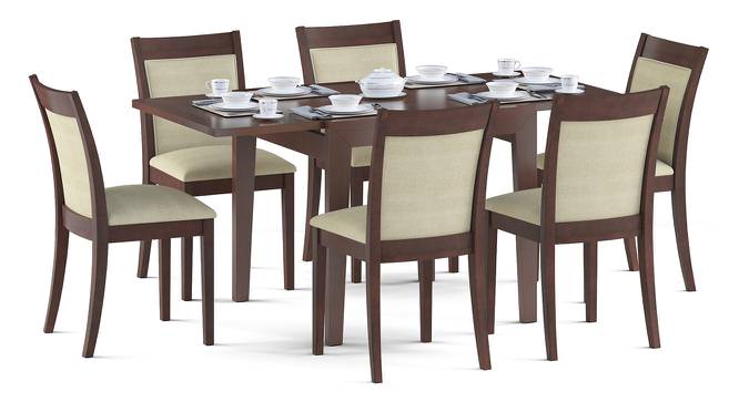 Murphy 4-to-6 Extendable - Dalla 6 Seater Dining Table Set (Beige, Dark Walnut Finish) by Urban Ladder