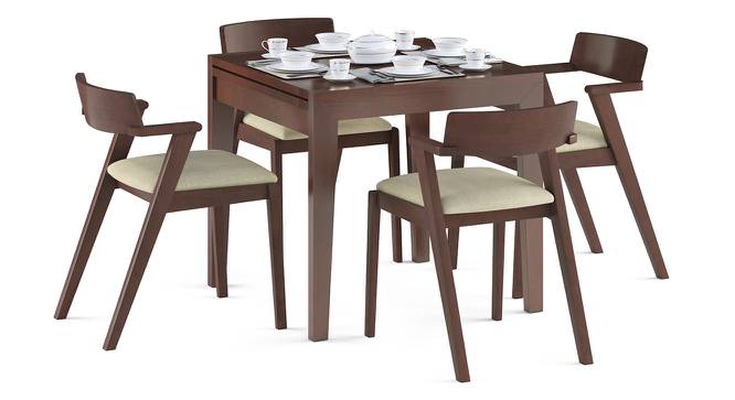 Murphy 4-to-6 Extendable - Thomson 4 Seater Dining Table Set (Beige, Dark Walnut Finish) by Urban Ladder