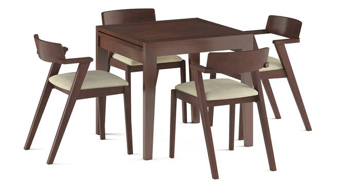 Murphy 4-to-6 Extendable - Thomson 4 Seater Dining Table Set (Beige, Dark Walnut Finish) by Urban Ladder