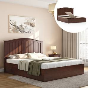 Surtesy Storage Bed Design Wichita Storage Bed (Solid Wood) (King Bed Size, Dark Walnut Finish, Box Storage Type)