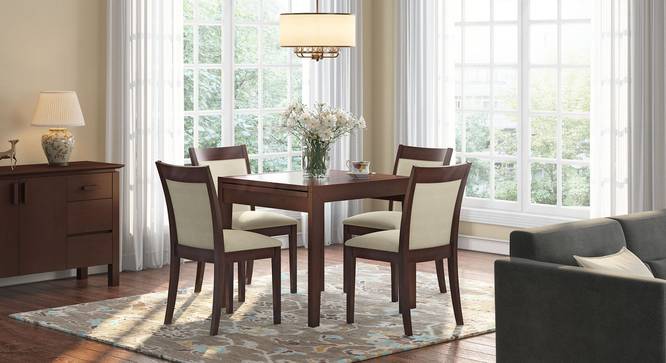 Murphy 4-to-6 Extendable - Dalla 4 Seater Dining Table Set (Beige, Dark Walnut Finish) by Urban Ladder