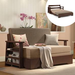 Quartz Wooden Sofa Set Design Oshiwara Compact Sofa Cum Bed (Dark Walnut Finish, Two Tone)
