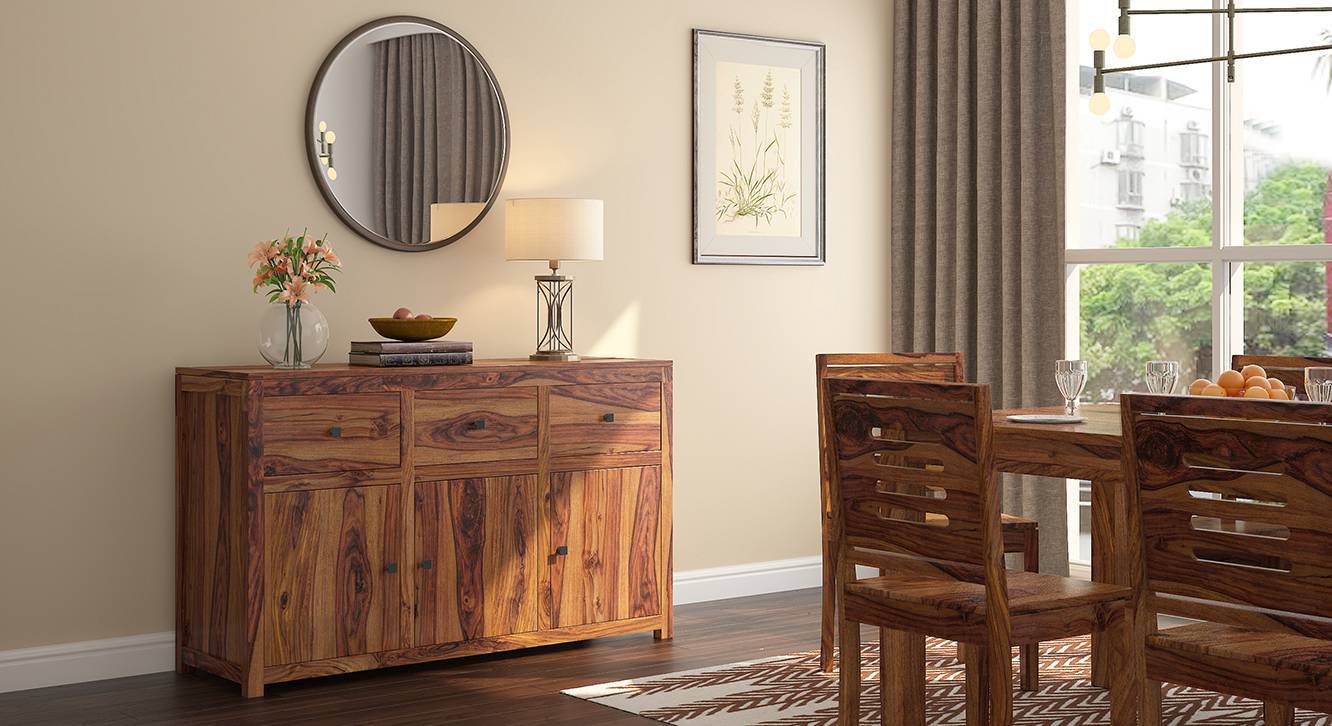 Striado Solid Wood Sideboard in Mahogany Finish Urban Ladder