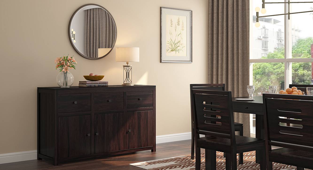 Striado Solid Wood Sideboard in Mahogany Finish Urban Ladder