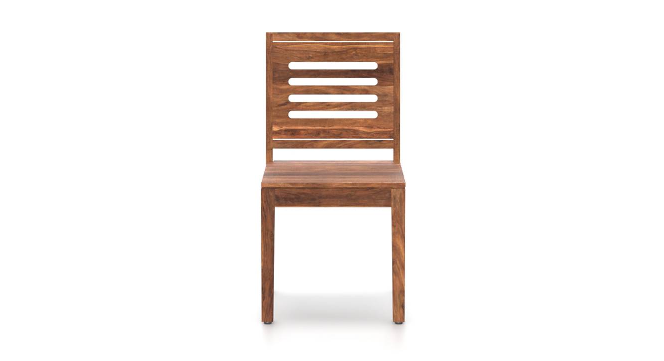 Capra Solid Wood Dining Chair set of 2 in Teak Finish - Urban Ladder