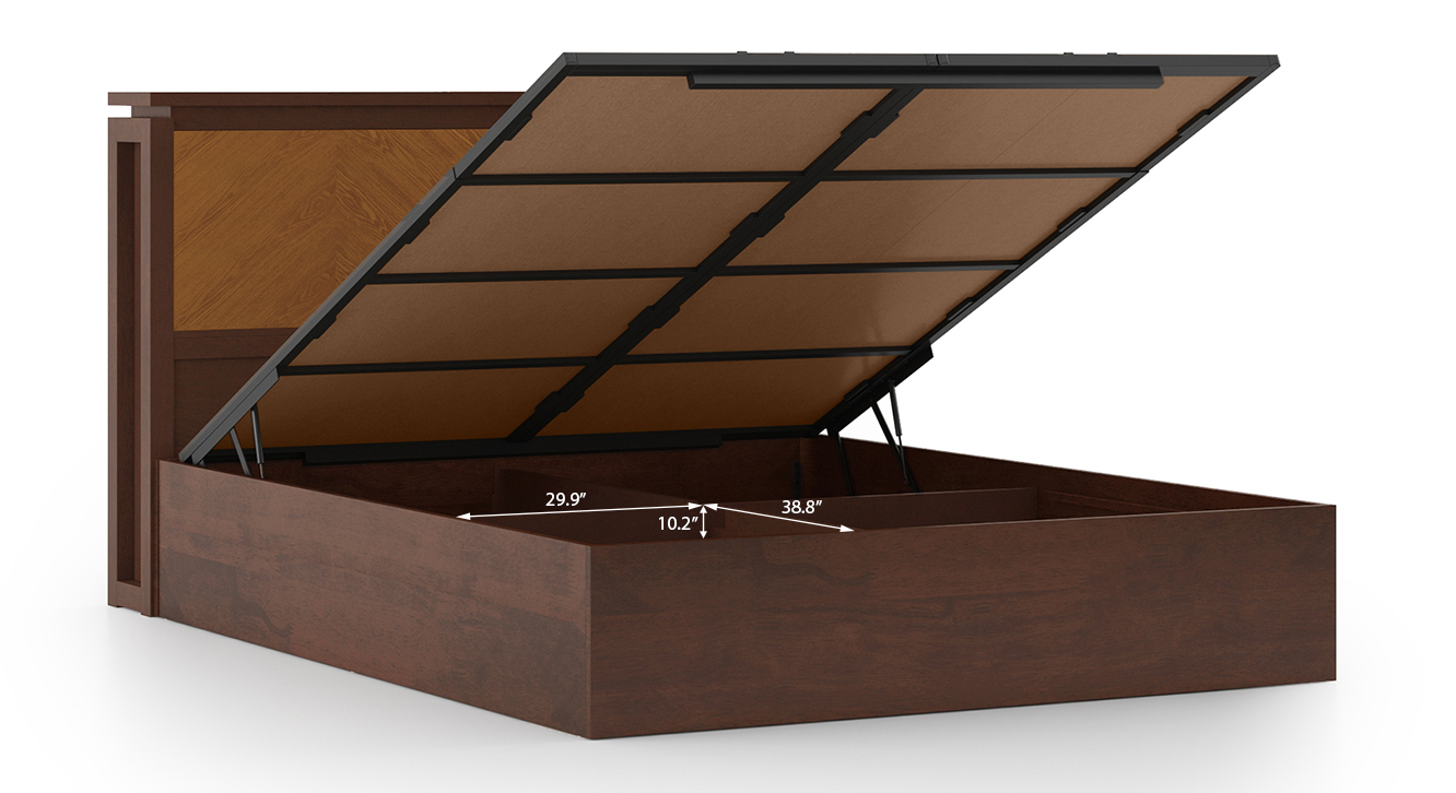 Miyako Hydraulic Bed With Headboard Storage (Solid Wood) Urban Ladder