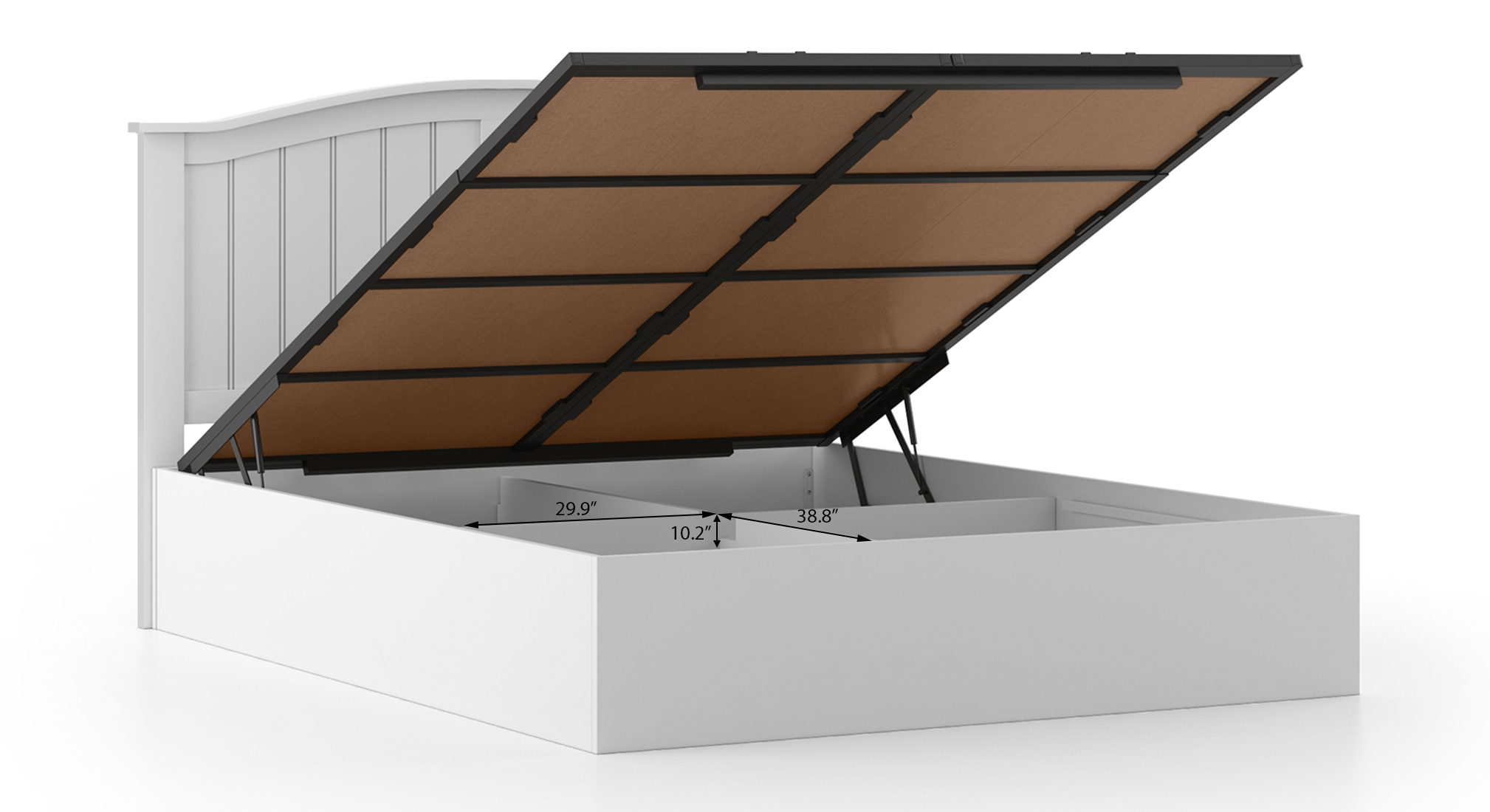 Wichita White Hydraulic Bed (Solid Wood) Urban Ladder