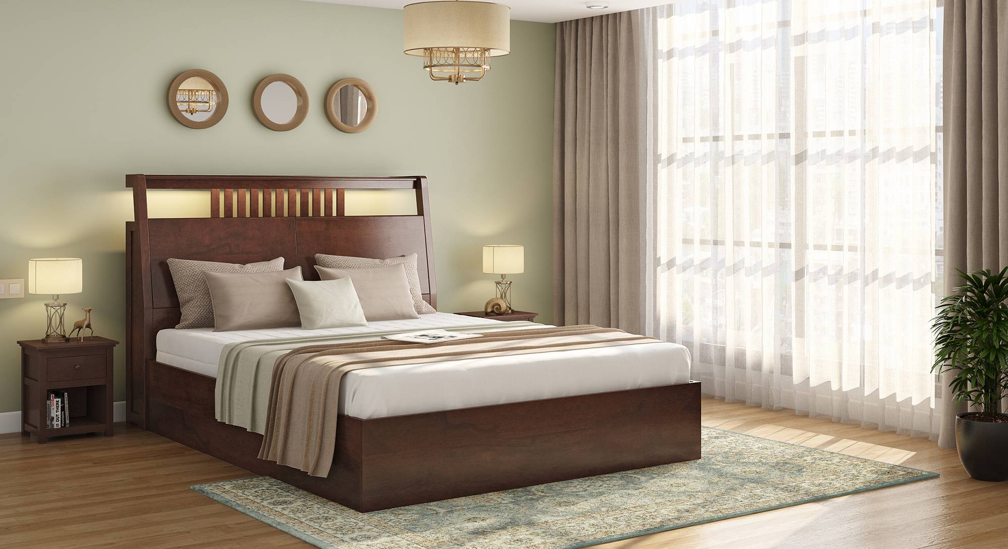 Amelia Smart Hydraulic Bed With Headboard Storage Solid Wood
