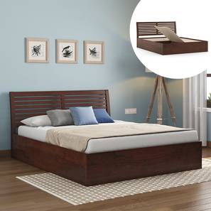 King Size Bed Design Vermont Storage Bed (Solid Wood) (King Bed Size, Dark Walnut Finish, Box Storage Type)