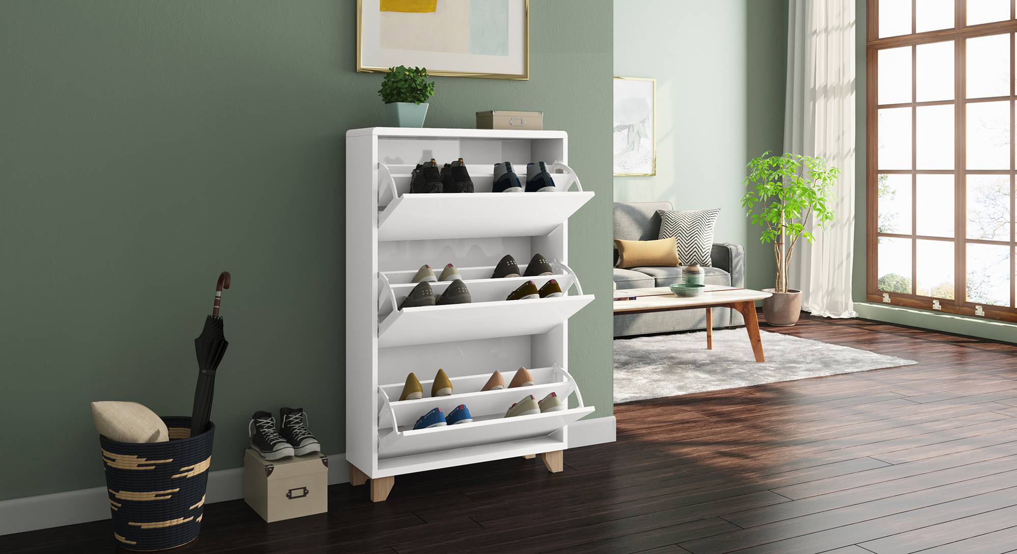 Oslo High Gloss Shoe Rack Urban Ladder