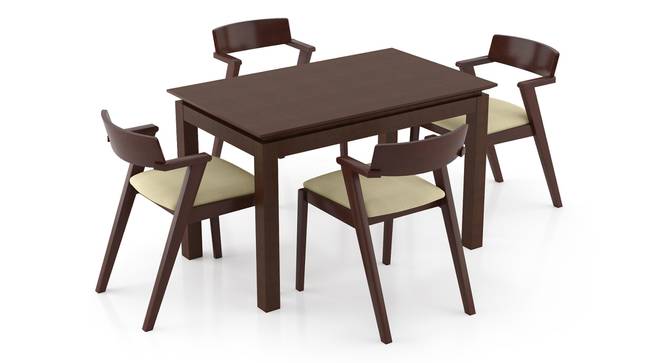 Diner - Thomson 4 Seater Dining Table Set (Beige, Dark Walnut Finish) by Urban Ladder