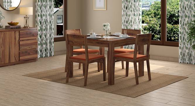 Brighton Square - Kerry 4 Seater Dining Table Set (Teak Finish, Burnt Orange) by Urban Ladder