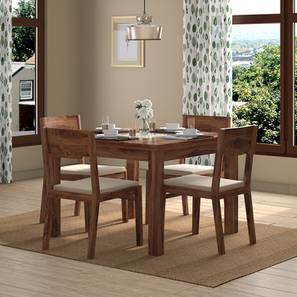 Dining Tables And Chairs Design Brighton Square - Kerry 4 Seater Dining Table Set (Teak Finish, Wheat Brown)