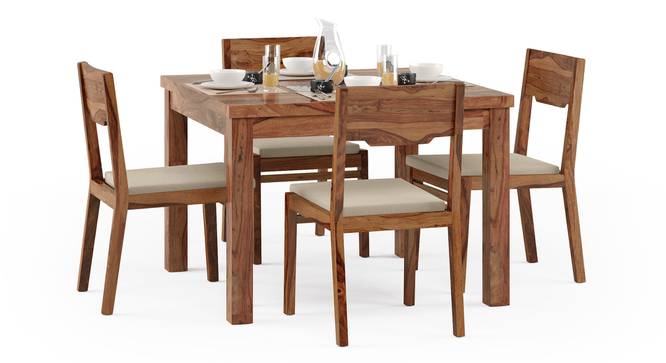 Brighton Square - Kerry 4 Seater Dining Table Set (Teak Finish, Wheat Brown) by Urban Ladder