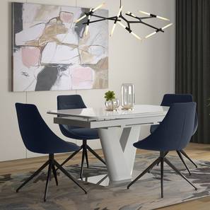 Dining Tables And Chairs In Chennai Design Caribu 4 to 6 Extendable - Doris (Fabric) 4 Seater Dining Table Set (Blue)