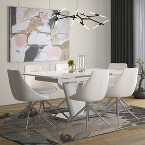 Dining Tables And Chairs Design Caribu 4 to 6 Extendable - Doris (Leatherette) 6 Seater Dining Table Set (White)
