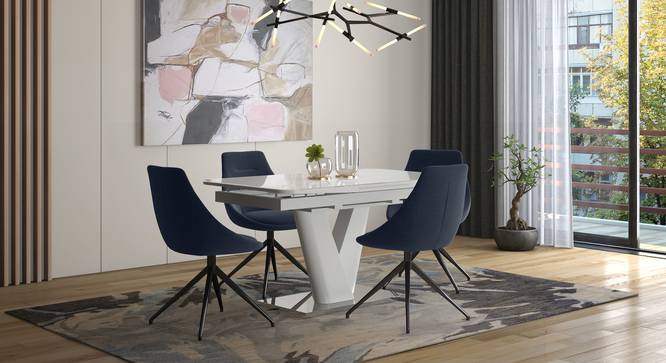 Caribu Glass 4 to 6 Seater Extendable Dining Table in White High Gloss Finish (White High Gloss Finish) by Urban Ladder - Design 1 Full View - 290739
