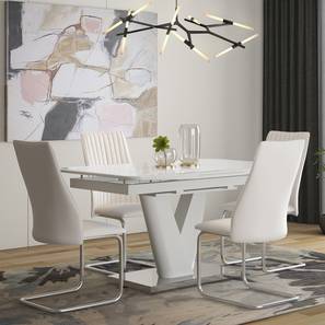Folding Dining Table Sets In Navi Mumbai Design Caribu 4 to 6 Extendable - Ingrid (Leatherette) 4 Seater Dining Table (White)