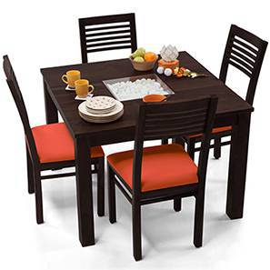 Solid Wood 4 Seater Dining Table Sets Design Brighton Zella Solid Wood 4 Seater Dining Table with Set of Chairs in Mahogany Finish