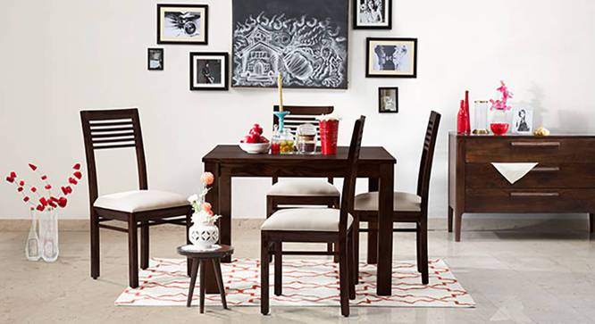 Brighton Square - Zella 4 Seater Dining Table Set (Mahogany Finish, Wheat Brown) by Urban Ladder