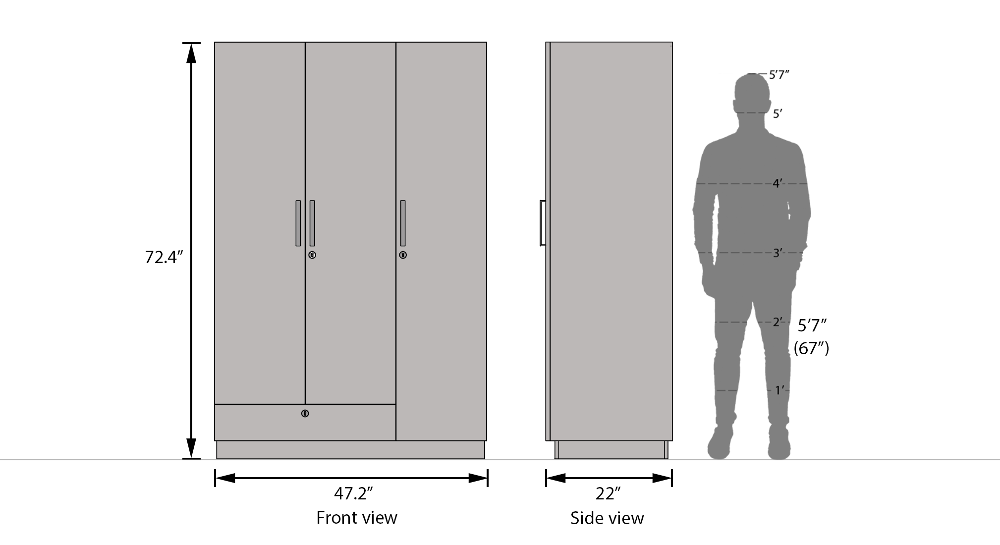 Bocado wardrobe columbian walnut 3 door dimension update