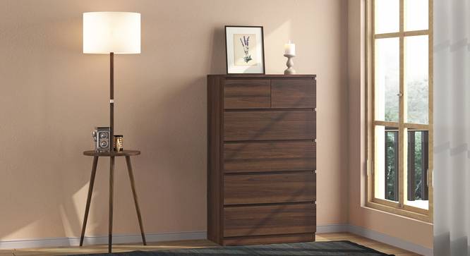 Bocado Tall Chest Of Six Drawers (6 Drawer Configuration, Columbian Walnut Finish) by Urban Ladder