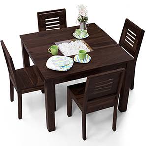 4 Seater Wooden Dining Sets Online In India Urban Ladder Brighton Square Capra 4 Seater Dining Table Set Mahogany Finish
