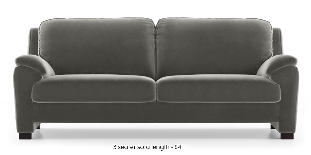 Farina Sofa (Ash Grey Velvet) (3-seater Custom Set - Sofas, None Standard Set - Sofas, Fabric Sofa Material, Regular Sofa Size, Regular Sofa Type, Ash Grey Velvet) by Urban Ladder - - 292332