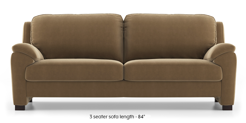 Farina Sofa (Fawn Velvet) (3-seater Custom Set - Sofas, None Standard Set - Sofas, Fabric Sofa Material, Regular Sofa Size, Regular Sofa Type, Fawn Velvet) by Urban Ladder - - 292548