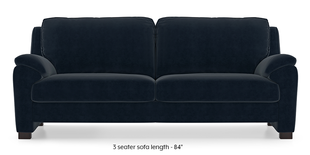 Farina Sofa (Sea Port Blue Velvet) (3-seater Custom Set - Sofas, None Standard Set - Sofas, Fabric Sofa Material, Regular Sofa Size, Regular Sofa Type, Sea Port Blue Velvet) by Urban Ladder - - 292883