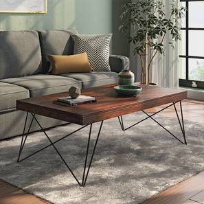 Cafetaria Table Design Dyson Rectangular Metal Coffee Table in Walnut Finish
