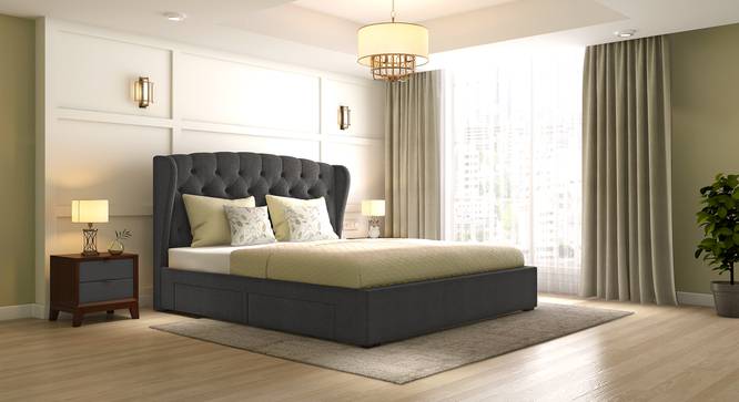 Holmebrook Upholstered Bed (King Bed Size, Charcoal Grey) by Urban Ladder
