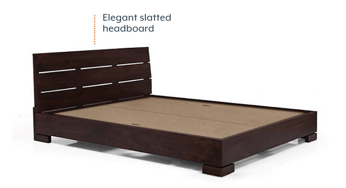 Ohio Solid Wood Queen Size Non Storage Bed in Teak Finish Urban Ladder