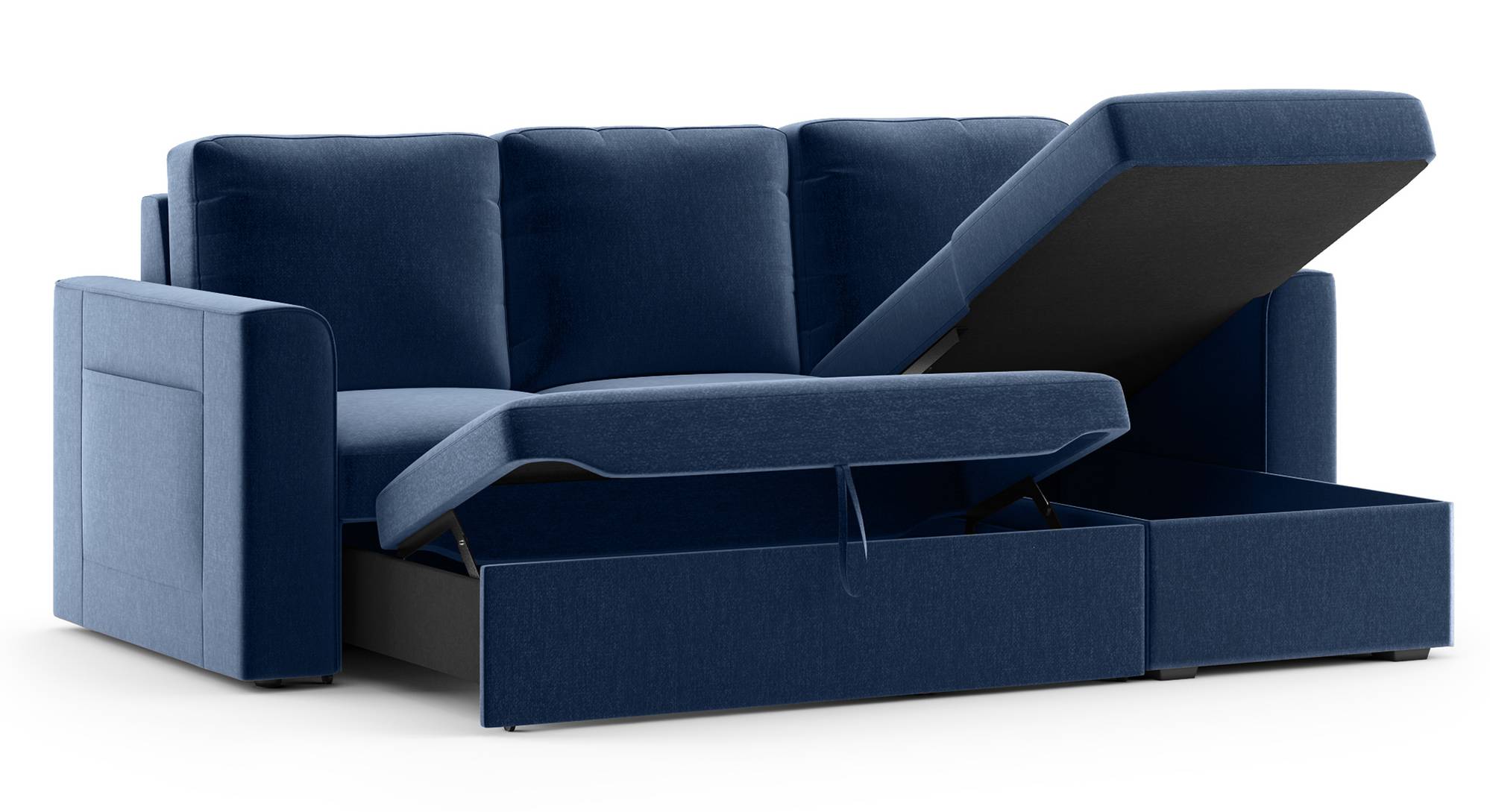Kowloon Sectional 3 Seater Sofa cum Bed Lapis Blue - Urban Ladder