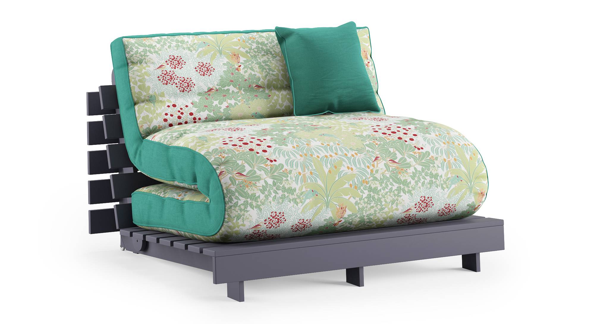 Finn Futon Futon Sofa cum Bed in Tree Of Life Lagoon Green Colour