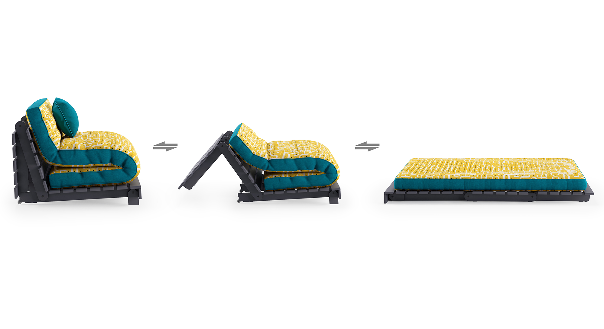 Finn Futon Futon Sofa cum Bed in Tree Of Life Lagoon Green Colour