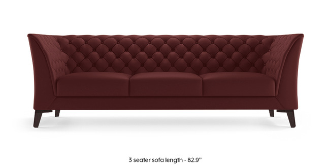 Weston Half Leather Sofa (Wine Italian Leather) (3-seater Custom Set - Sofas, None Standard Set - Sofas, Regular Sofa Size, Regular Sofa Type, Leather Sofa Material, Wine)