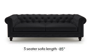 Winchester Half Leather Sofa (Licorice Italian Leather)