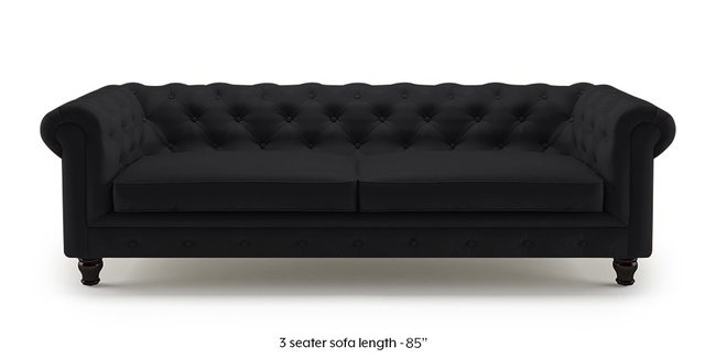 Winchester Half Leather Sofa (Licorice Italian Leather) (3-seater Custom Set - Sofas, None Standard Set - Sofas, Licorice, Regular Sofa Size, Regular Sofa Type, Leather Sofa Material)