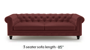 Winchester Half Leather Sofa (Wine Italian Leather)