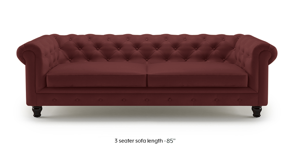 Winchester Leather Sofa (Wine Italian Leather) by Urban Ladder