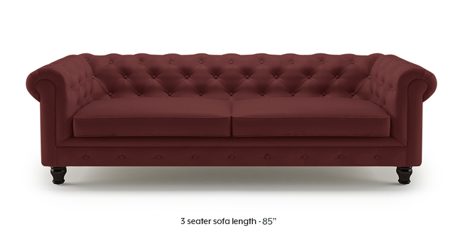 Winchester Half Leather Sofa (Wine Italian Leather) (1-seater Custom Set - Sofas, None Standard Set - Sofas, Regular Sofa Size, Regular Sofa Type, Leather Sofa Material, Wine)