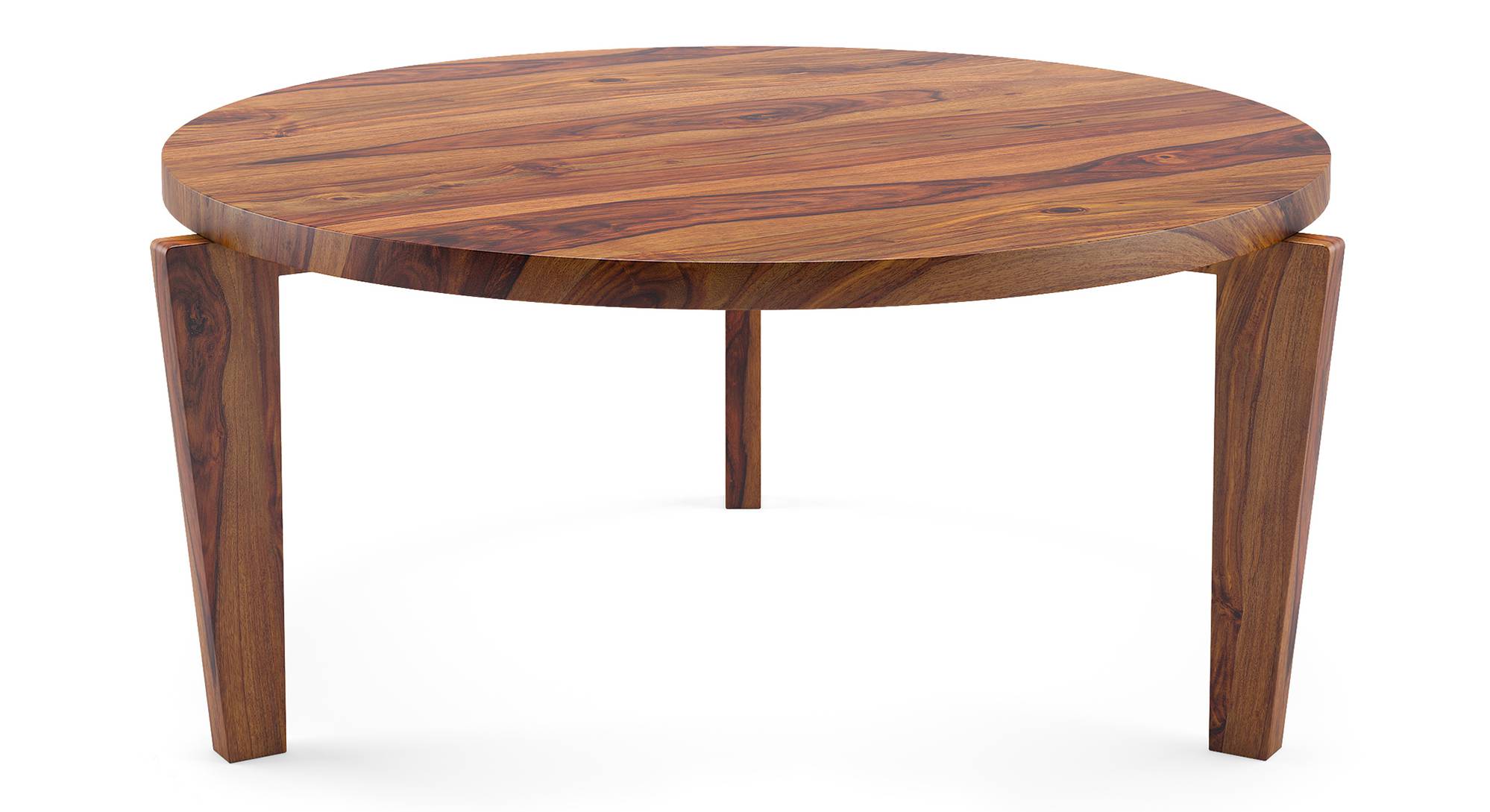 Meridian Round Solid Wood Coffee Table in Teak Finish Urban Ladder