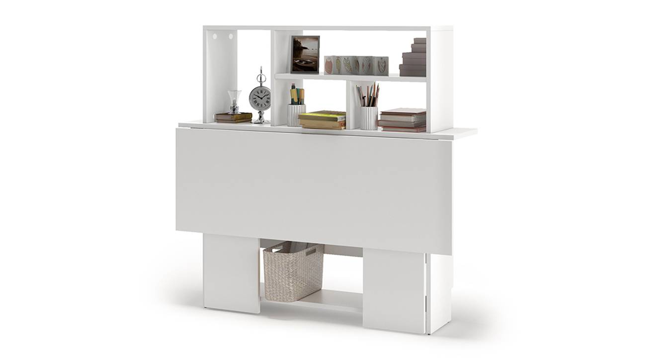 Anton Engineered Wood Study Table in White Finish Urban Ladder